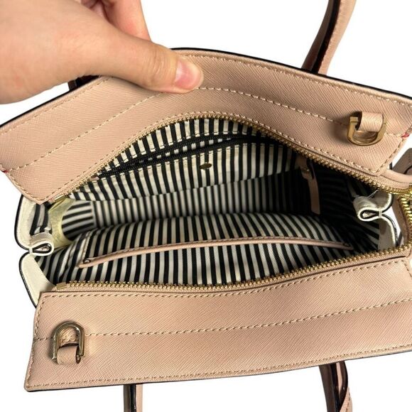 Kate Spade Women's Red & Beige Colorblock Saffiano Leather Satchel - Picture 4 of 12